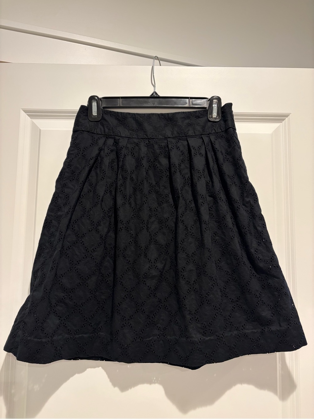 LOFT Black Eyelet A-Line Skirt
